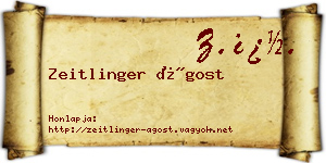 Zeitlinger Ágost névjegykártya